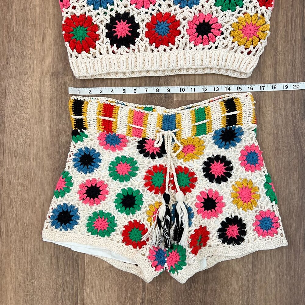 Farm Rio Crochet Sweater Set Sz L - Picture 8 of 12